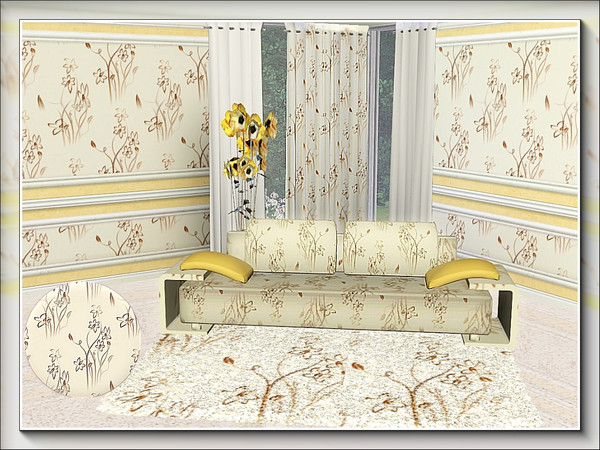 Sims 3 — marcorse_charcoal sketch pattern by marcorse — A delicate little wildflower sketch pattern in brown on cream.