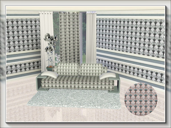 Sims 3 — marcorse_another Victorian pattern by marcorse — A classic, Victorian tri-corn floral design in grey, beige and