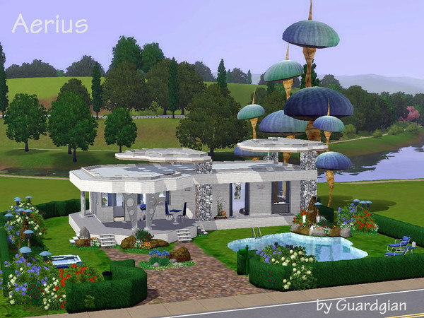 Sims 3 — Aerius by Guardgian2 — Aerius is a perfect house for one or two working sims loving to invite friends for garden