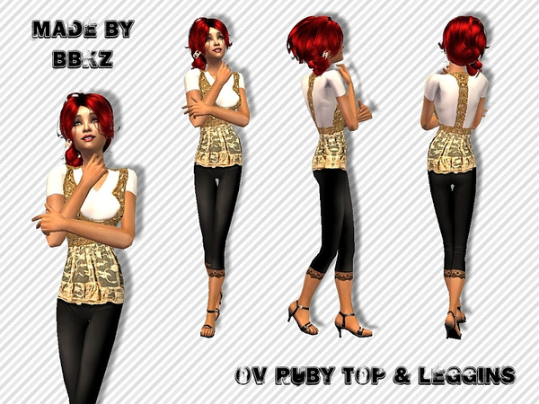 Sims 2 — OV Ruby Top & Leggins by BBKZ — Available as everyday. No EP required. Free MESH BBKZ 030611 needed. Enjoy!