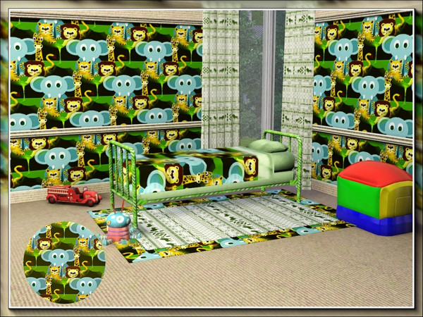 Sims 3 — marcorse_african nursery pattern by marcorse — An african wildlife pattern in jungle tones, for an older child
