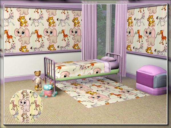 Sims 3 — marcorse_animal nursery pattern by marcorse — A group of happy animal babies on a subtle stripe . . a great