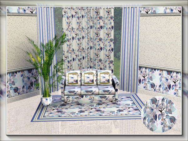 Sims 3 — marcorse_blossom trellis pattern by marcorse — A beautiful spray of blossoms in shades of blues and white, in an