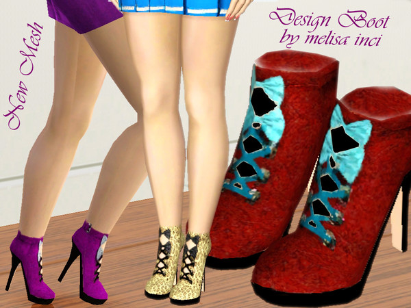 Sims 3 — Design Boot  by melisa_inci — Design Boot for your young adult and adult sims and has very high heel and ribbon