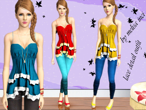 Sims 3 — Lace Detail Outfit  by melisa_inci — Lace Detail Outfit for your adult and young adult sims and it has ruffle