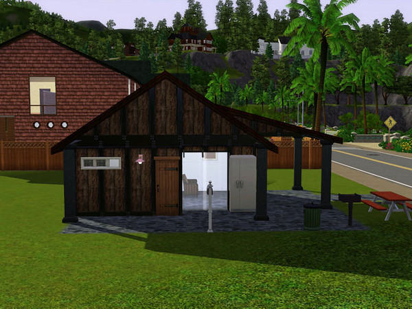 Sims 3 — Simple Starter House by Santera — 1 Bedrrom, bathroom, living room and your kitchen is outside on the BBQ!