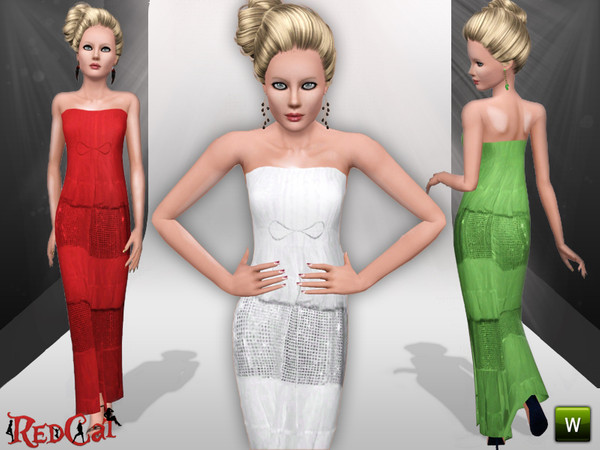 Sims 3 — Teen* Crystal Tiered Dress by RedCat — 1 Recolorable Pallet. 3 Different Styles. Game Mesh. ~RedCat
