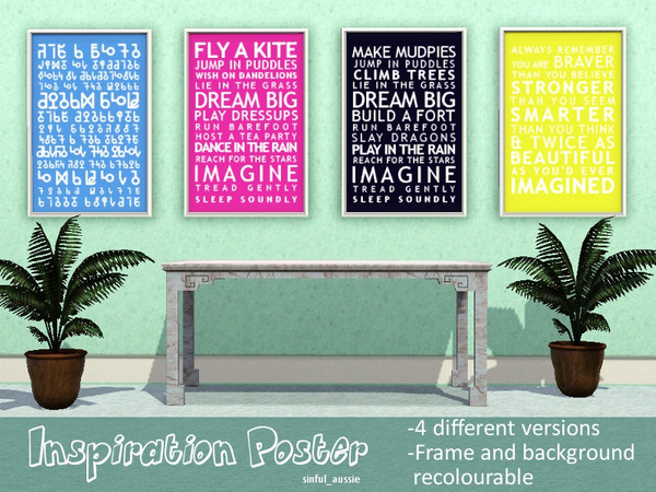 Sims 3 — Inspirational Poster by sinful_aussie — Poster with 4 inspirational sayings including simlish! 
