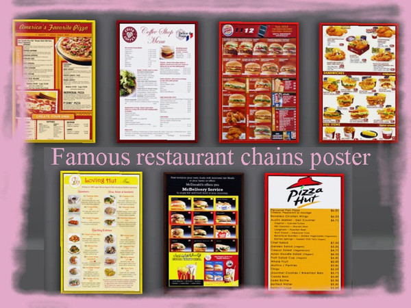 Sims 3 — (2Sims3) Famous restaurant chains signs by lurania — Painting poster for drink and food shop,created with