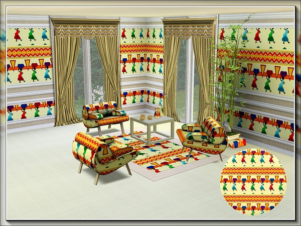 Sims 3 — marcorse_out of Africa pattern by marcorse — Another bold and bright African-influenced design featuring water