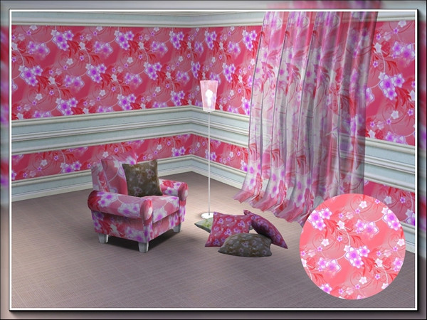 Sims 3 — marcorse_floral field rosy pattern by marcorse — This is the Rosy variation of a set of floral patterns called