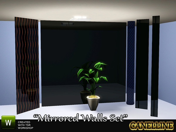 Sims 3 — Mirror Wall Diag Righ Fully Recolorable by Canelline - TSRAA by Canelline — Mirror Wall Diag Right Fully