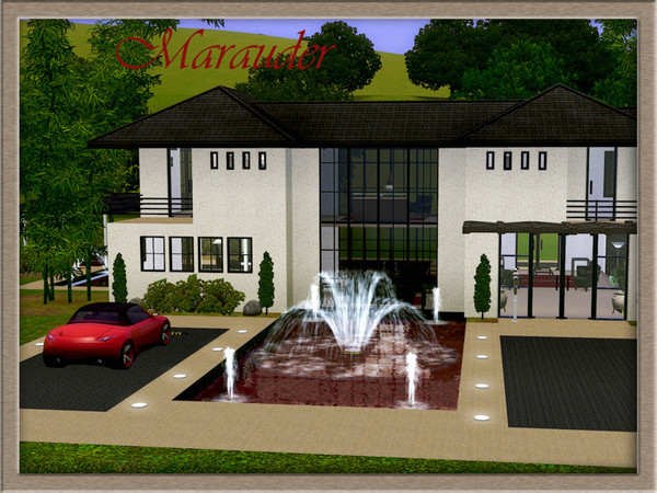Sims 3 — Marauder by elena99e2 — Large modern home for 4-6 Sims. First Floor: Living room, kitchen, dining room. Second