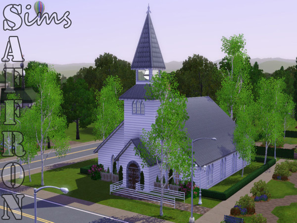 Sims 3 — Riverview Wedding Chapel by Sims_Saffron — Built at 160 Bridge Parkway, this lot replaces the juice bar. It