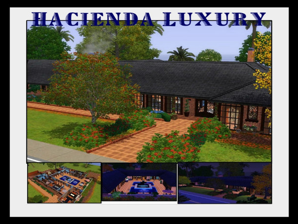 Sims 3 — Hacienda Luxury (EA Items Only) by PietaEversong — If your like me and like a one floor lot to play your Sims on