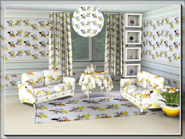 Sims 3 — marcorse_leafy bouquet 4 pattern by marcorse — A smaller format design of the leafy bouquet pattern, in yellow