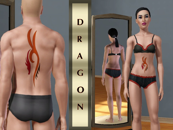 Sims 3 — Dragon Tattoo by allison731 — Tattoo with dragon. Tattoo design created by MonoChaos from