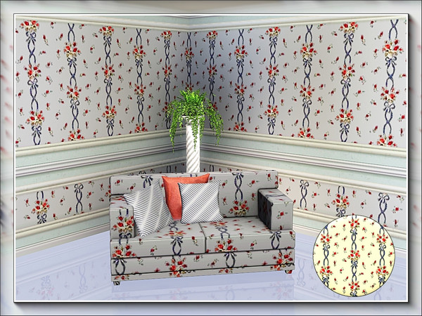 Sims 3 — marcorse_jenfloralbows pattern by marcorse — A vertical format design featuring linked floral posies with bows