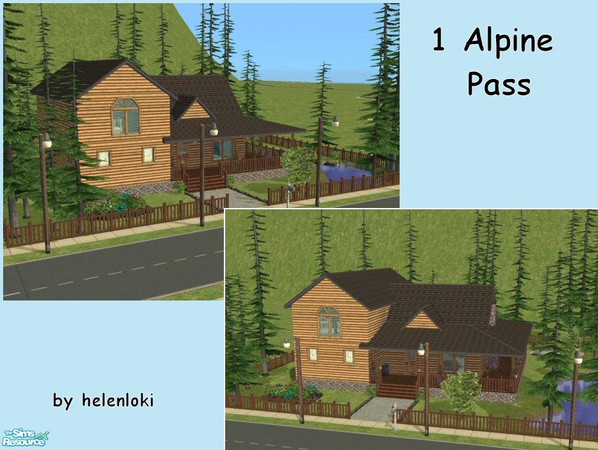 Sims 2 — 1 Alpine Pass by Helenloki — Beautiful log cabin with 3 bedrooms, perfect for a small family. Maxis content