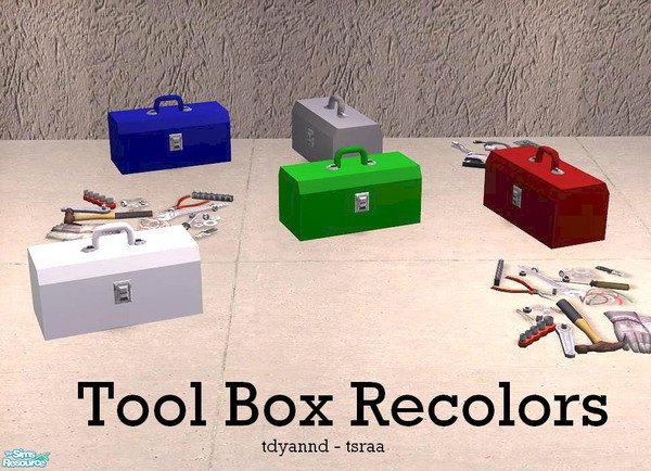 Sims 2 — Toolbox Recolors by tdyannd — Can be placed on all tables/counters and floors. Decorative Only. Require TSR