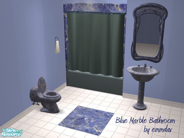 Sims 2 — Blue Marble Bathroom by emmdav — An elegant blue marble bathroom for your Sims including a toilet, shower/bath,