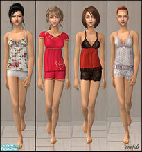 Sims 2 — Bedtime by confide — Four sleepwear for teens and one new mesh included.