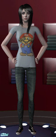 Sims 2 — Mario tee+jeans by Felissa — My first custom content[x Edited th tee , original from cemeterydrive @ modthesims