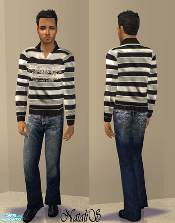 Sims 2 — NS collection male casual-4-item1. by Natalis — Jeans and sweater- various recolors Mesh by AAS.