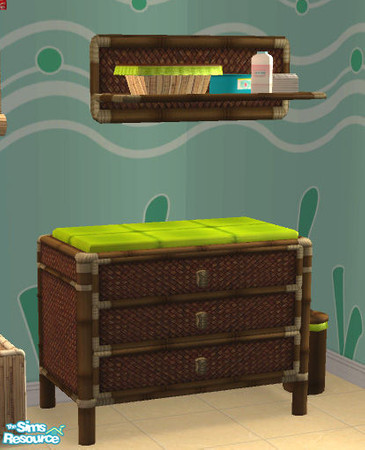 Sims 2 — Tiki Match Fabric Recolor - Green Changetable by Simaddict99 — This file recolors the Maxis changetable as well