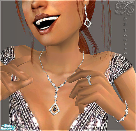 Sims 2 — TF-EF Jewels Set - WhiteGoldOnyx (BV-Version) by Tantra — A set of jewels, containing earrings, necklace,