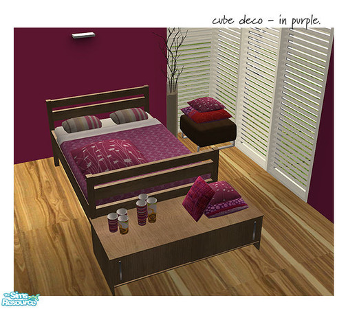 Sims 2 — cube bedroom DECO recolors - purple SET by linasometimes — mirakes \"cube bedroom\" DECO recolored in
