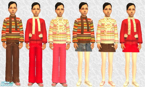 Sims 2 — Cupcake Cutie Winterwear by frogger1617 — Various winterwear outfits, Skirt outfit requires mesh at simphany.