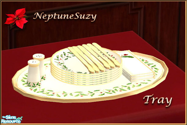 Sims 2 — NSC Christmas China - Dinner Plates Tray by Neptunesuzy — You Simmies will Love these Christmas Dinner Plates!