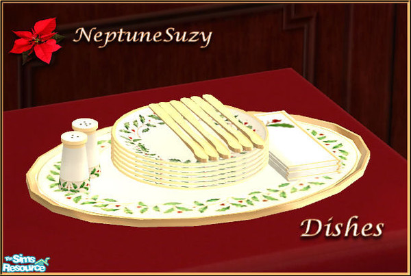 Sims 2 — NSC Christmas China - Dinner Plates by Neptunesuzy — You Simmies will Love these Christmas Dinner Plates! Enjoy!