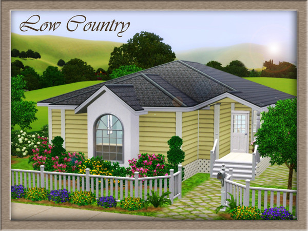 Sims 3 — Low Country by elena99e2 — A two-bedroom cottage for your Sims. Features: Kitchen, dining room, living room,