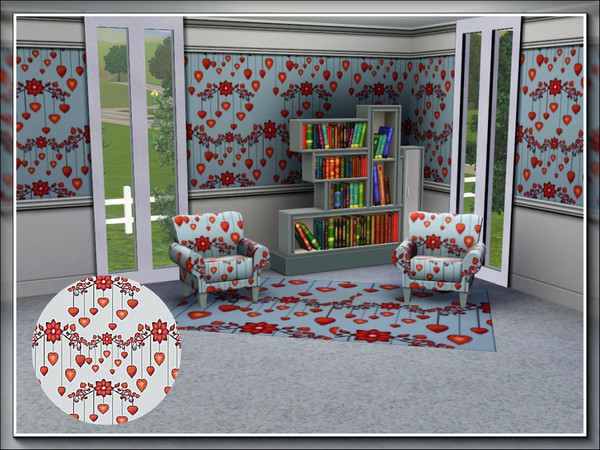 Sims 3 — marcorse_valentines hearts pattern by marcorse — Hears pendants strung from floral swags in a pretty Valentine