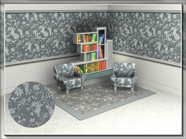 Sims 3 — marcorse_mono wisteria pattern by marcorse — A monochromatic wisteria branch design in an allover repeat pattern