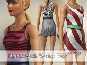 Sims 3 — Dress with Waist Belt by Iceyxx — A short dress with waist belt. Fully recolorable! Contains three different
