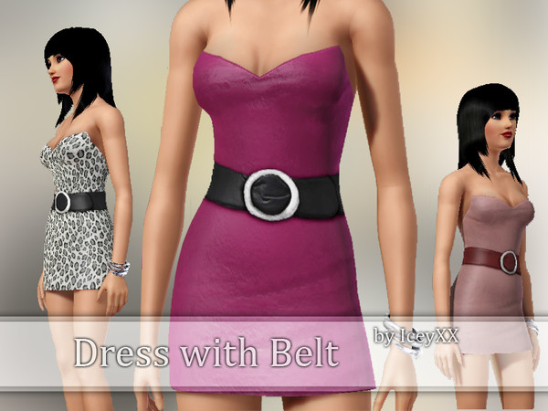 Sims 3 — Tight Dress with Belt by Iceyxx — A short dress with recolorable belt. It's fully recolorable!
