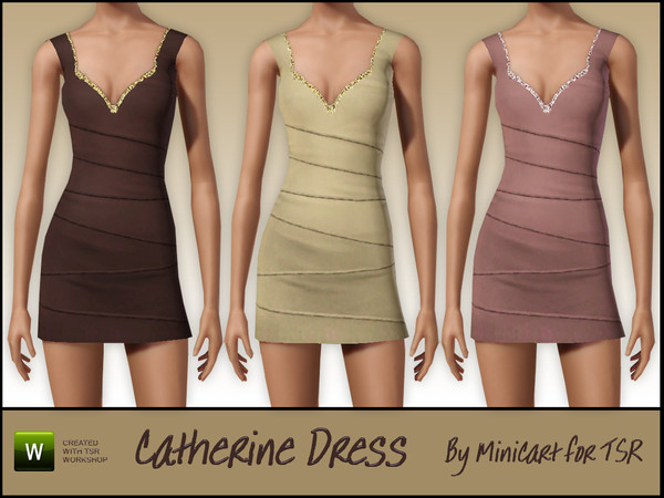 Sims 3 — Catherine Dress by minicart — Pretty dress with sparkling glitter detail around the neckline. Fits young
