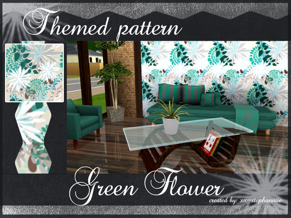 Sims 3 — Green Flower by xx-stephanniie2 — Green Flower Pattern. Created by xx-Stephanniie