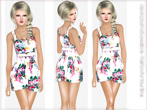 Sims 3 — White Floral printed-dress by Cleotopia — cleotopia@tsr This dress will give your sim a cute look.