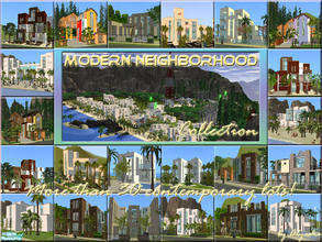 Sims 2 — Modern Neighborhood SUPERSET! by Alyosha — Set includes: All BLOCK lots, All MODERN BRICK lots, All COLORE lots,