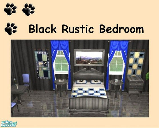 Sims 2 — Black Rustic Bedroom - Black Rustic Paneling by MinnieMinPin — Seamless black vertical logs.
