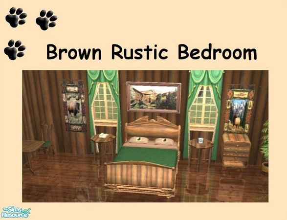 Sims 2 — Brown Rustic Bedroom - Rustic Brown Paneling  by MinnieMinPin — Seamless Vertical Log Paneling.