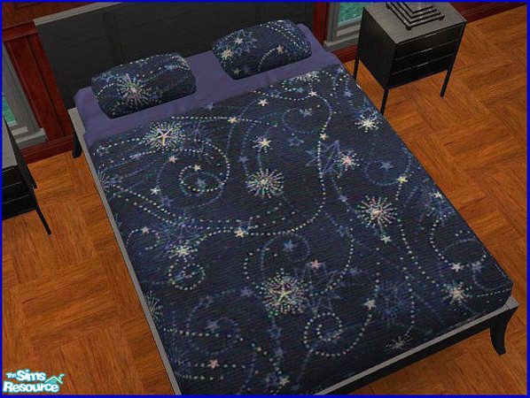 Sims 2 — Simply Blue Blue Bedding - 4 by galilea — Very mysterious markings on this bedcovering. Perhaps a wizard might