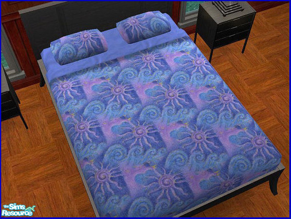 Sims 2 — Simply Blue Blue Bedding - 2 by galilea — Beautiful pastel blends of blue on this bed covering. Works on double
