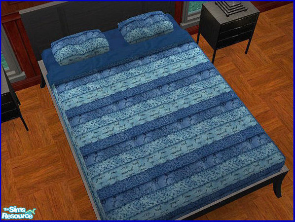 Sims 2 — Simply Blue Blue Bedding - 1 by galilea — This nice bed covering has a \'quilty-feel\' to it. Looks very good in