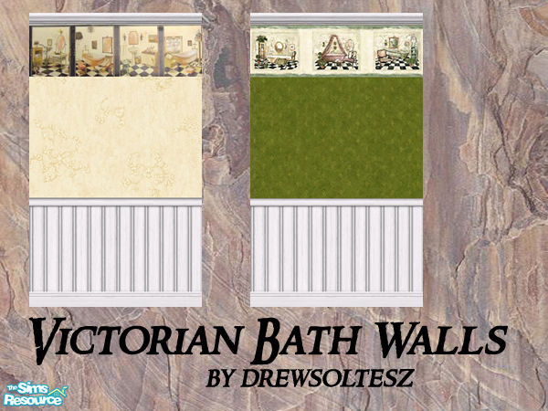 Sims 2 — Victorian Bath Walls by drewsoltesz — Two different wallpapers with a Victorian look, but would fit in any