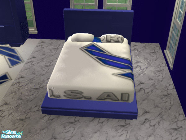 Sims 2 — Air Force Furniture Set - Bed by deathstalker55 — Air Force Blue frame with Air Force Logo sheets. Recolor of